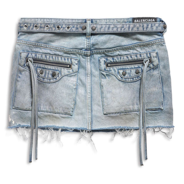 Balenciaga Skirts- BALENCIAGA Fringe Edge Low Waist Denim Mini Skirt Chic Everyday Designer Skirt