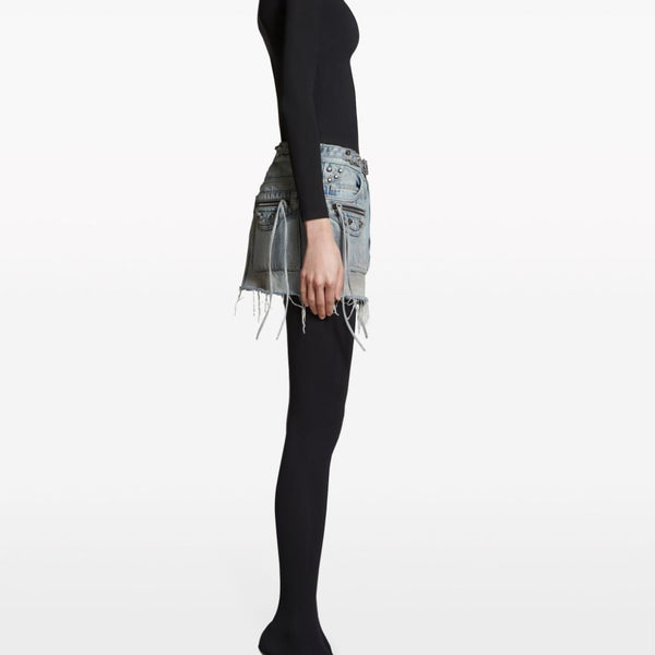 Balenciaga Skirts- BALENCIAGA Fringe Edge Low Waist Denim Mini Skirt Chic Everyday Designer Skirt
