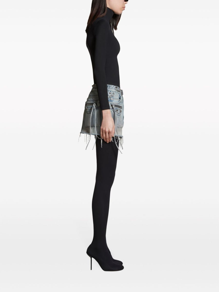 Balenciaga Skirts? BALENCIAGA Fringe Edge Low Waist Denim Mini Skirt Chic Everyday Designer Skirt