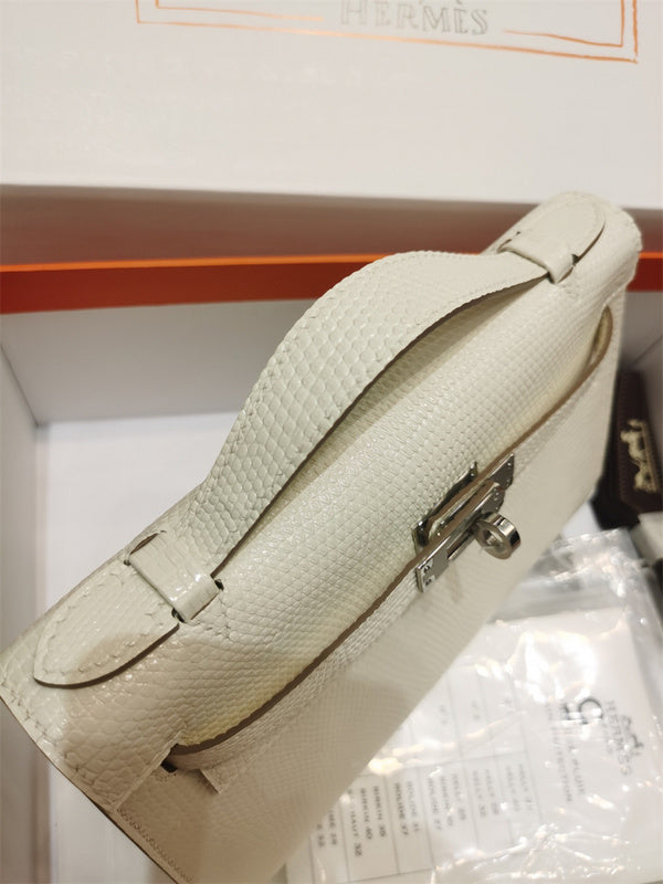 Side view of modern structured handbag