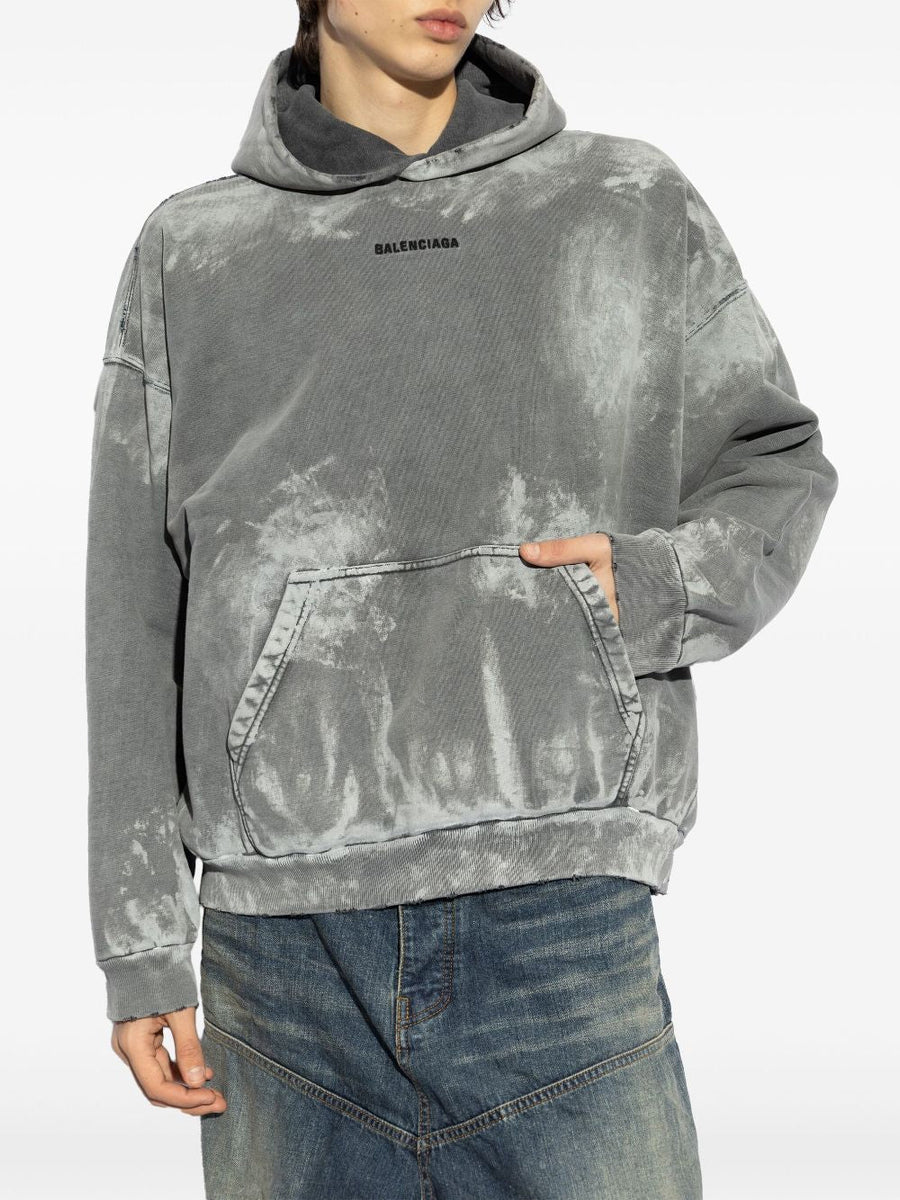 Balenciaga Hoodies? BALENCIAGA Medium Fit Hoodie with Stained Effect Comfortable Luxury Streetwear Hoodie