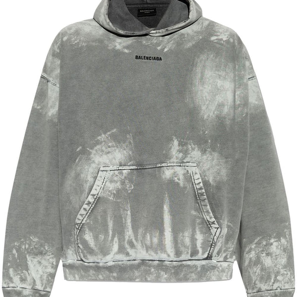 Balenciaga Hoodies? BALENCIAGA Medium Fit Hoodie with Stained Effect Comfortable Luxury Streetwear Hoodie