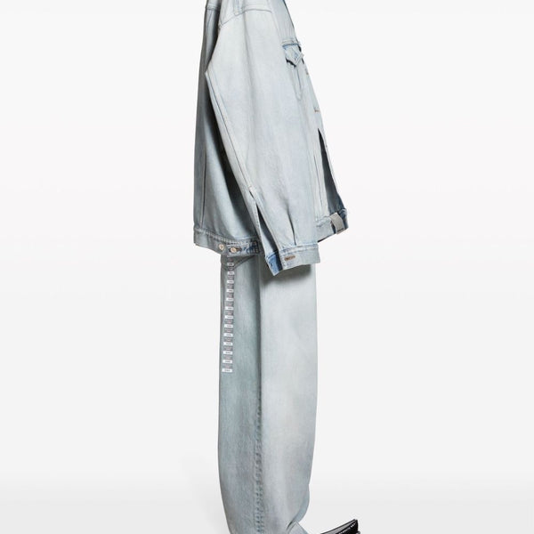 Balenciaga Jackets? BALENCIAGA Washed Denim Jacket with Logo Patch Luxury Designer Outerwear Jacket