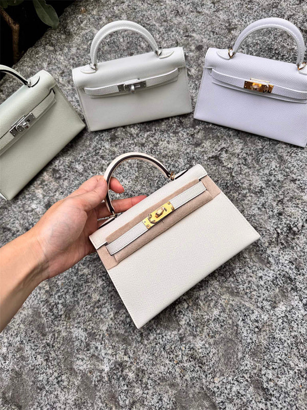 Side view of sophisticated structured handbag