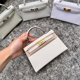 Side view of sophisticated structured handbag