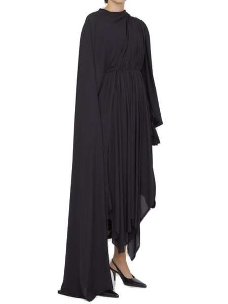 Balenciaga Dresses- BALENCIAGA Asymmetric Hem Crepe Mini Dress with Back Lace-Up Closure Chic Everyday Designer Dress
