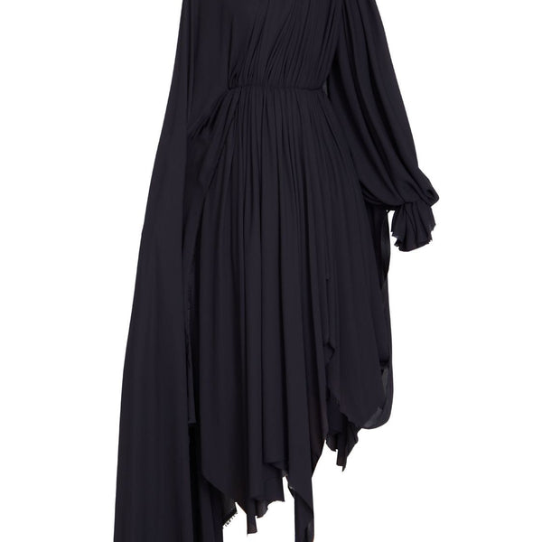 Balenciaga Dresses- BALENCIAGA Asymmetric Hem Crepe Mini Dress with Back Lace-Up Closure Chic Everyday Designer Dress