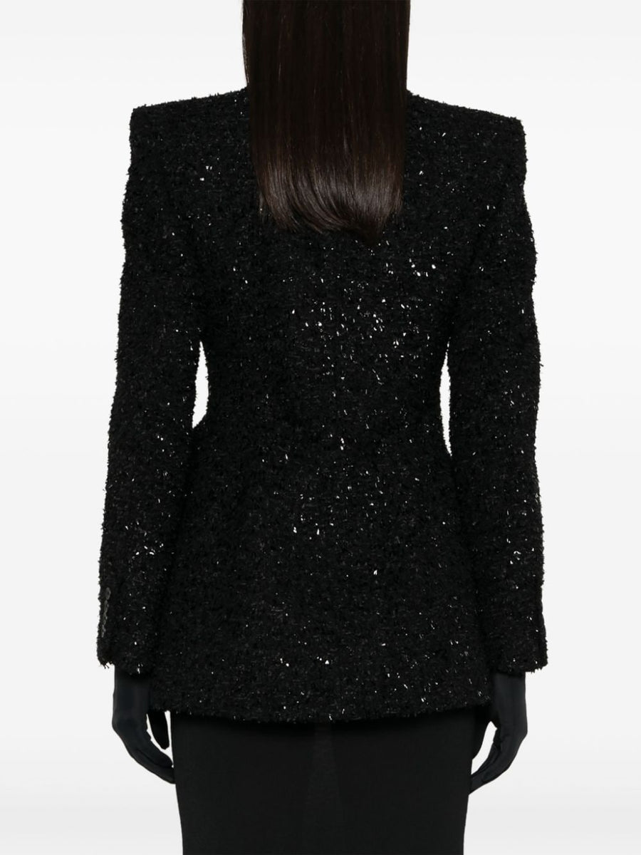 Balenciaga Jackets? BALENCIAGA Double-Breasted Boucle Loop Blazer Luxury Designer Outerwear Jacket