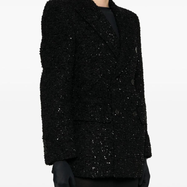 Balenciaga Jackets- BALENCIAGA Double-Breasted Boucle Loop Blazer Premium Casual Designer Jacket