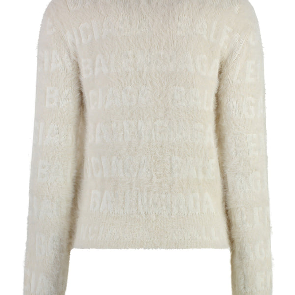 Balenciaga Sweaters- BALENCIAGA Furry Fitted Wool Blend Sweater Premium Casual Designer Knitwear