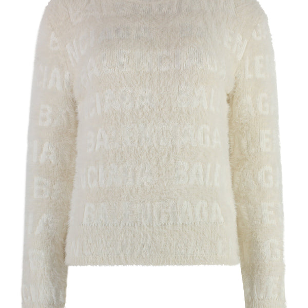 Balenciaga Sweaters- BALENCIAGA Furry Fitted Wool Blend Sweater Premium Casual Designer Knitwear