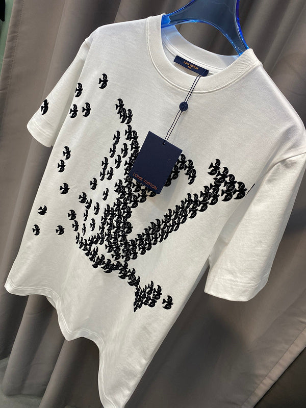 Close-up detail shot of Louis Vuitton cotton t-shirt with tailored silhouette