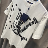 Close-up detail shot of Louis Vuitton cotton t-shirt with tailored silhouette