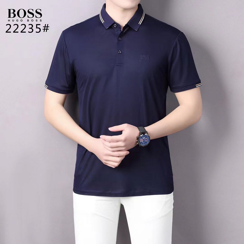 Front view of Polo cotton polo shirt with logo-detail design