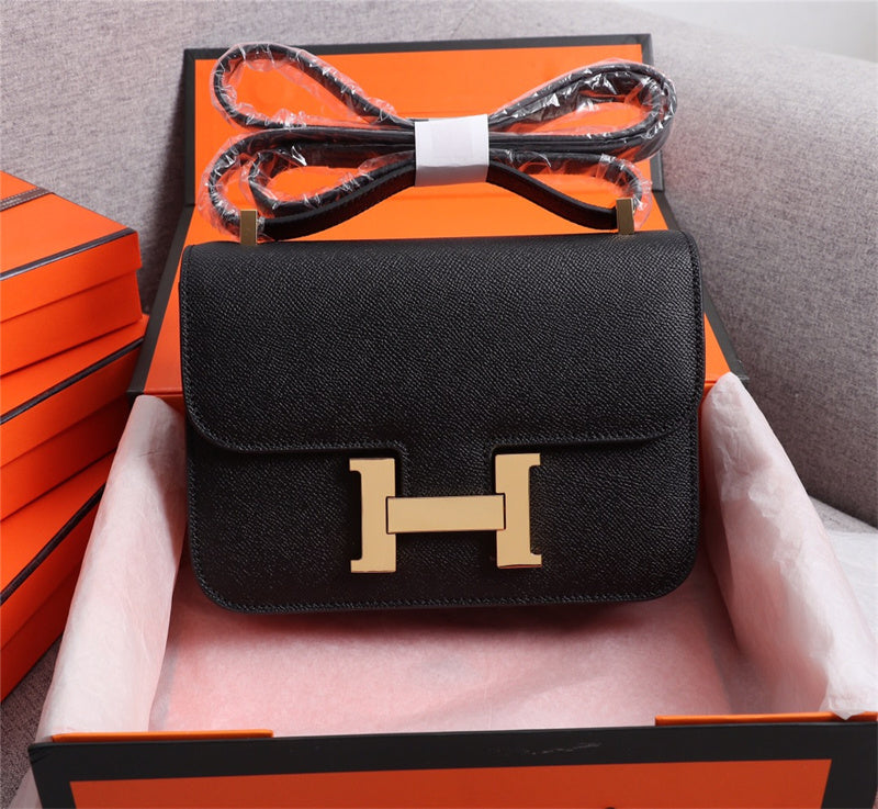 Side view of polished structured handbag