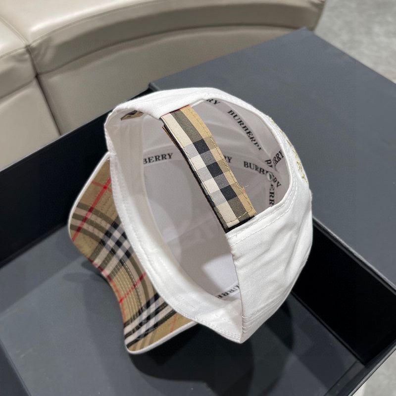 Close-up detail view of Burberry unisex cap