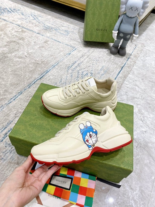 Gucci neutral cream luxury sneakers view 6 breathable knit upper