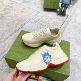 Gucci neutral cream luxury sneakers view 6 breathable knit upper