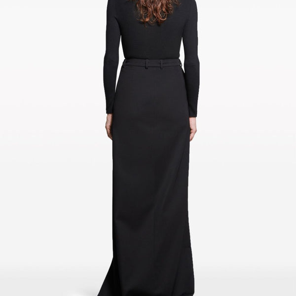 Balenciaga Skirts? BALENCIAGA High-Waisted Floor-Length Midi Skirt with Slit Elegant Designer Casual Skirt