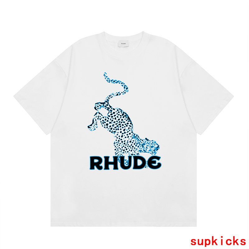 Front view of Rhude luxury clothing with contemporary cut
