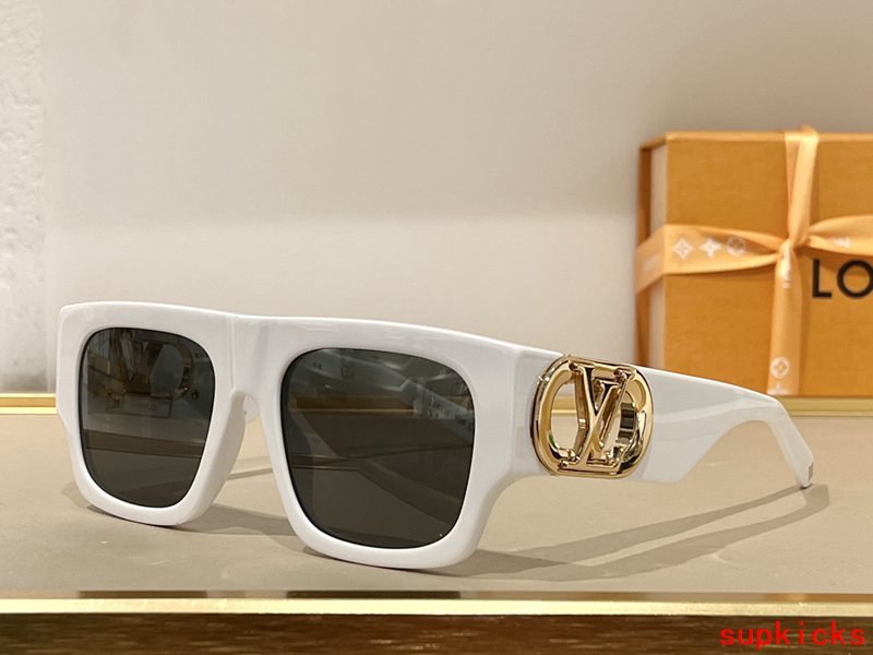 Close-up detail view of Louis Vuitton unisex sunglasses