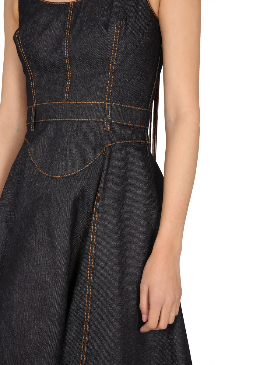 Alexander McQueen Dresses? Alexander Mcqueen Women Denim Dress Elegant Designer Evening Dress