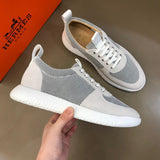 Hermès Beige Chunky Platform Sneakers - Close-Up Texture View