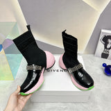 Givenchy Black Ankle Strap Heels - Close-Up Texture View