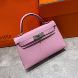 Side view of tailored structured handbag