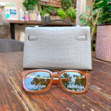 Side view of smart structured handbag