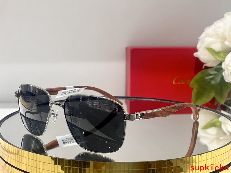 Close-up detail view of Cartier unisex sunglasses