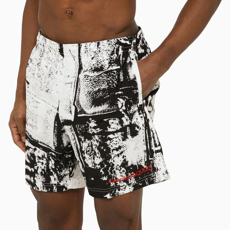 Close-up of Alexander McQueen swimsuits hardware and fine stitching