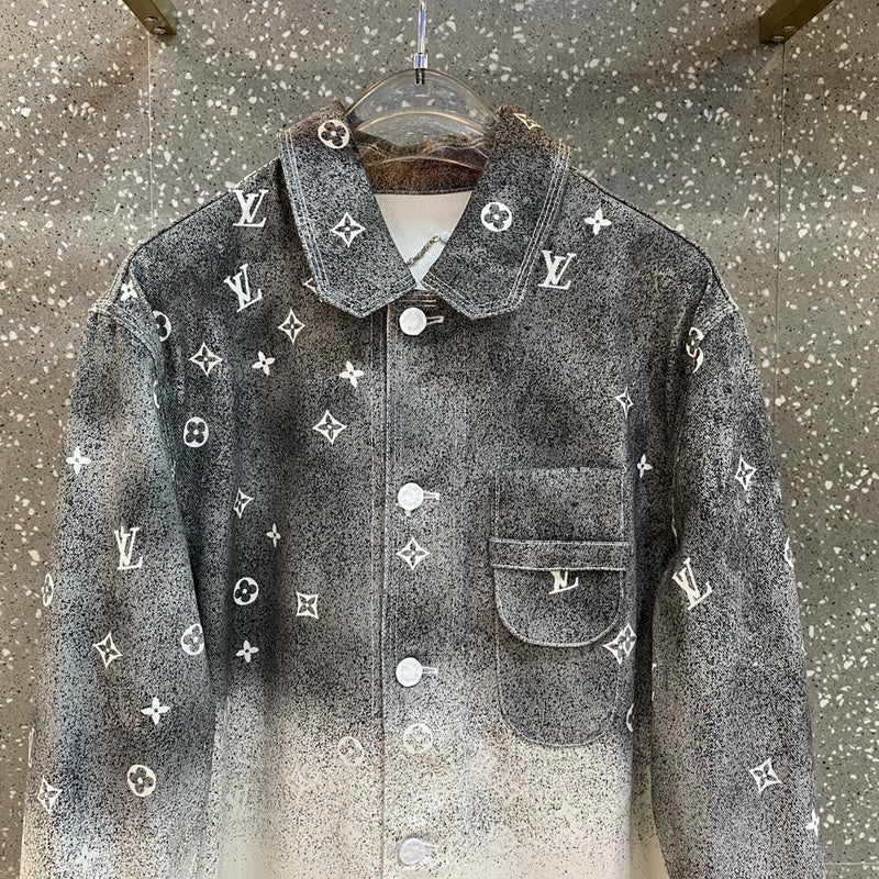 Back view of Louis Vuitton luxury clothing with monogram-inspired silhouette