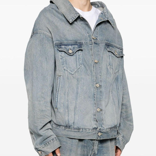 Balenciaga Jackets? BALENCIAGA Off Shoulder Denim Jacket Luxury Designer Outerwear Jacket