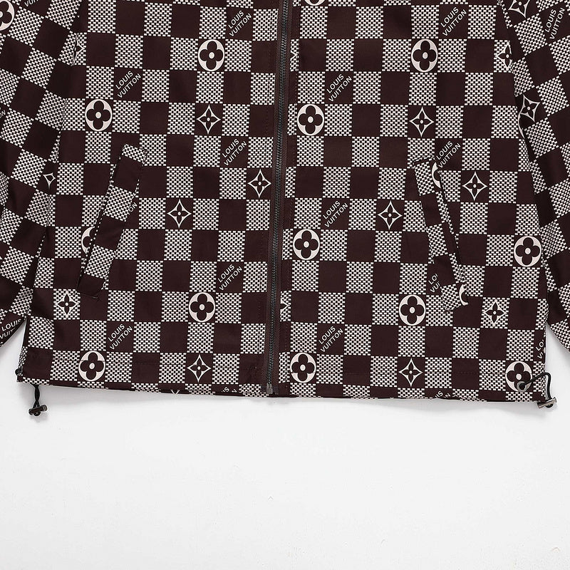 Front view of Louis Vuitton luxury clothing with logo-detail design