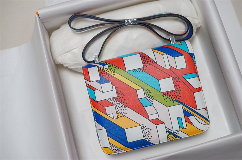 Side view of curated structured handbag
