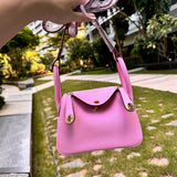Side view of chic structured handbag