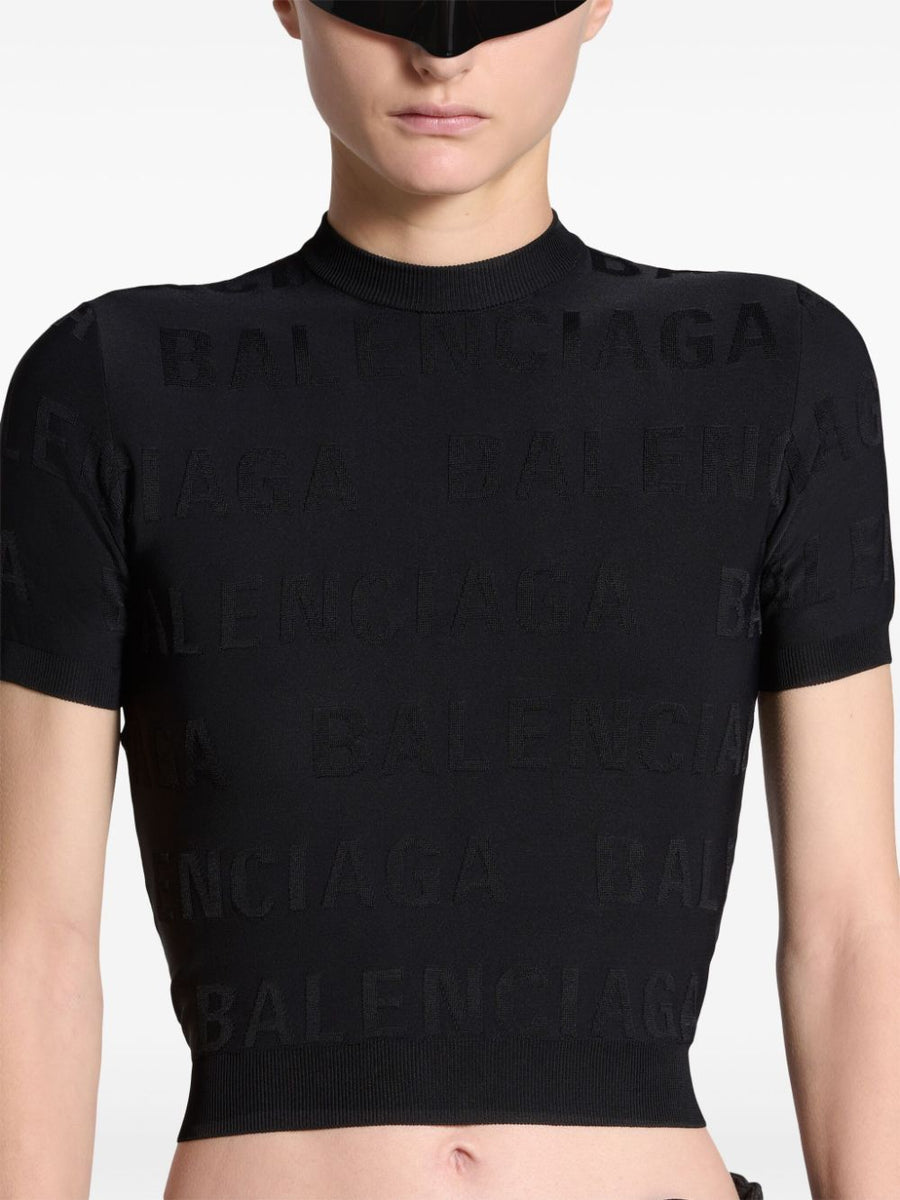 Balenciaga Tops- BALENCIAGA Allover Logo Top for Women - SS24 Premium Designer Casual Top