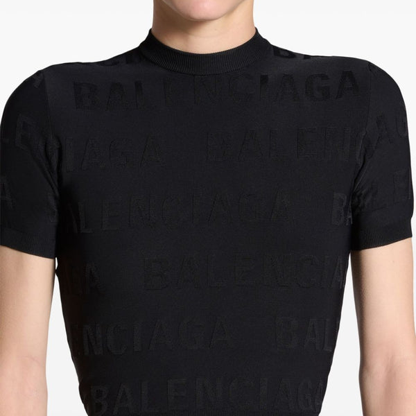 Balenciaga Tops- BALENCIAGA Allover Logo Top for Women - SS24 Premium Designer Casual Top