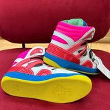 Side profile of Gucci two-tone sneakers streetwear statement look