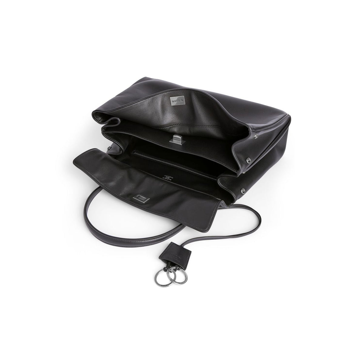 Close-up of Balenciaga handbags hardware and fine stitching