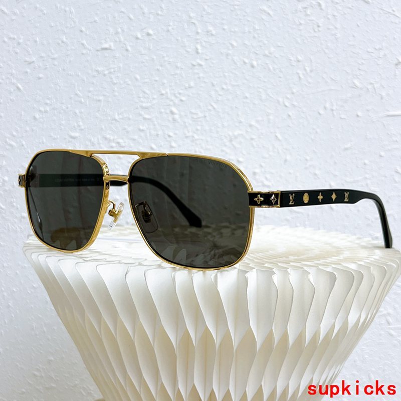 Close-up detail view of Louis Vuitton unisex sunglasses