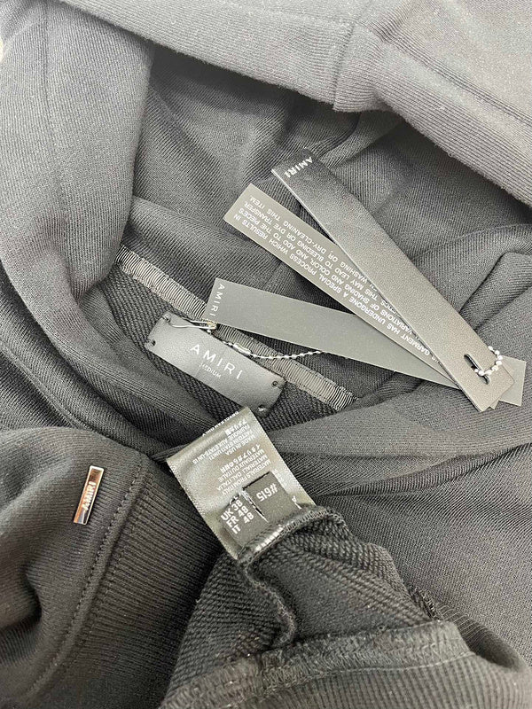 Close-up of Amiri hoodie craftsmanship