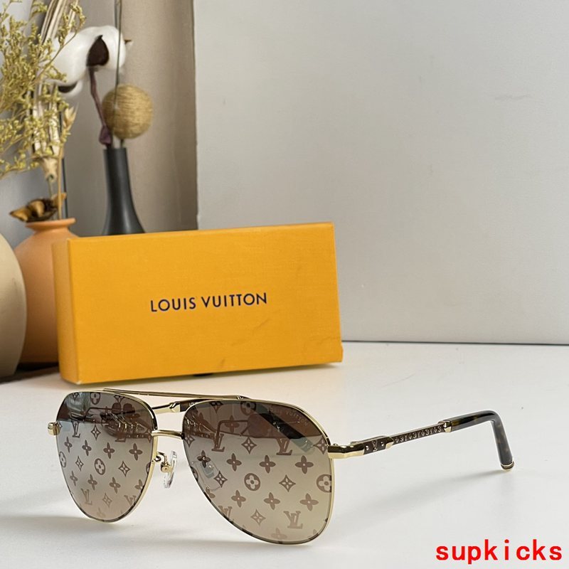 Close-up detail view of Louis Vuitton unisex sunglasses