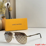 Close-up detail view of Louis Vuitton unisex sunglasses