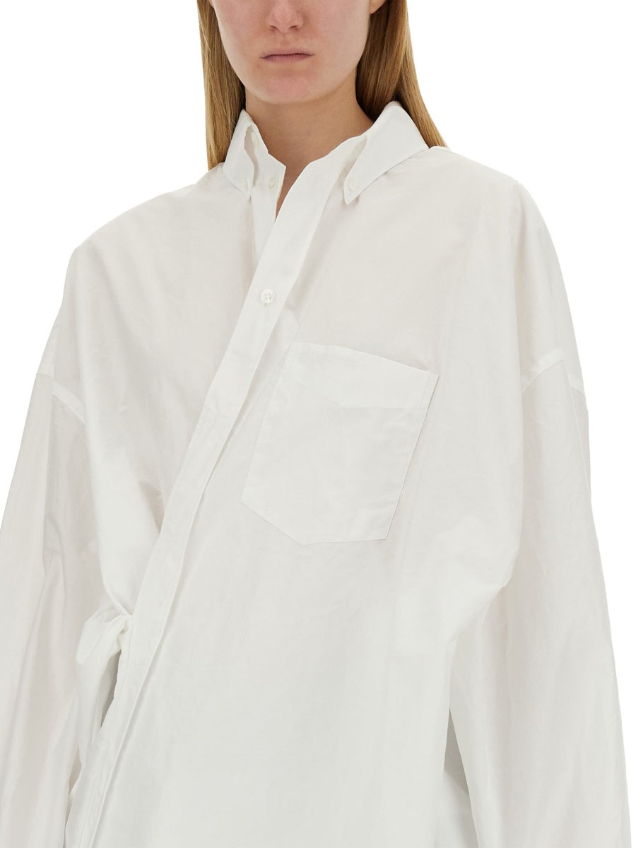 Close-up of Balenciaga shirts hardware and fine stitching
