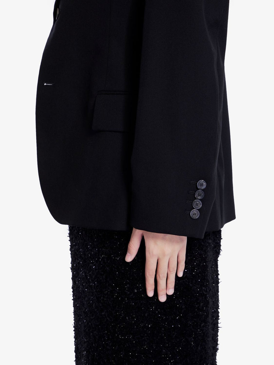 Balenciaga Jackets? BALENCIAGA Wool Jacket with Peaked Lapels for Women - Regular Fit Premium Casual Designer Jacket