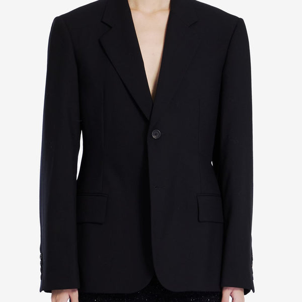 Balenciaga Jackets? BALENCIAGA Wool Jacket with Peaked Lapels for Women - Regular Fit Stylish Everyday Designer Outerwear