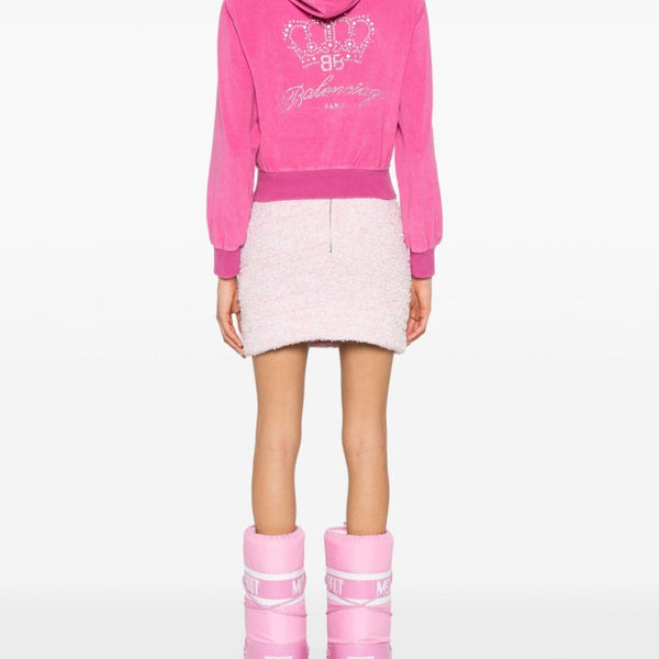 Balenciaga Hoodies? BALENCIAGA Mini Velvet Zipped Hoodie for Women Comfortable Luxury Streetwear Hoodie