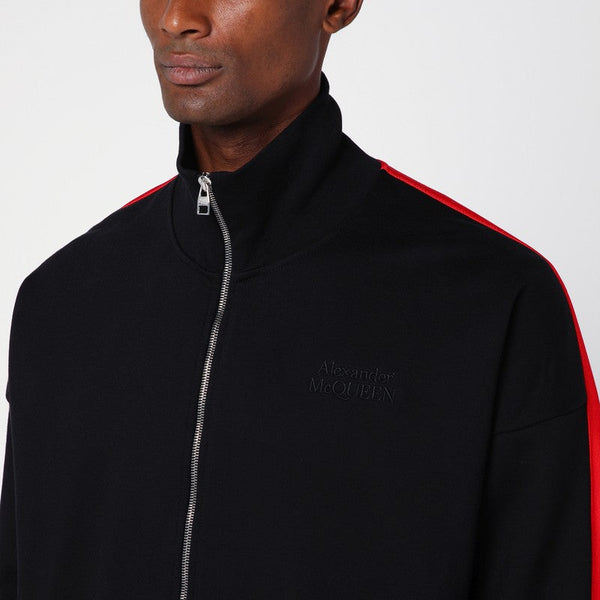Alexander McQueen Hoodies? Alexander Mcqueen Black Red Cotton Zip Sweatshirt Men Premium Designer Casual Hoodie